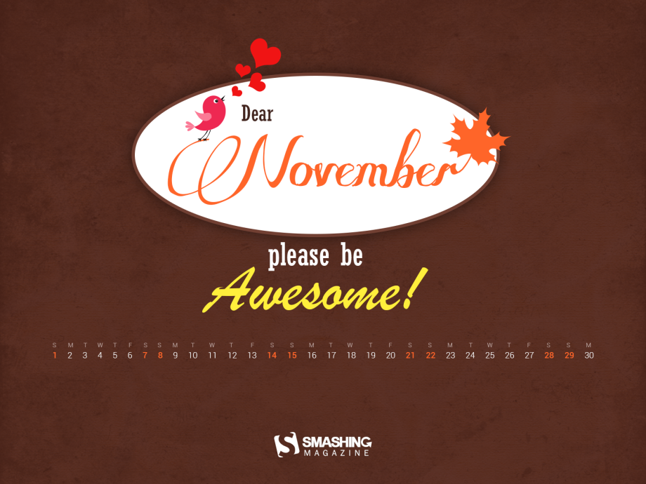Desktop wallpaper calendar - Noiembrie 2015 11 dear november wallpaper calendar 2015